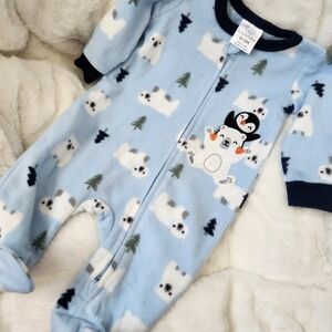 Blue Polar Bear and Penguin Kids One Piece